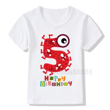 Тениска с принтом забавно място за момче на рожден ден, детска тениска за рожден ден За момчета и момичета, Забавен подарък фланелка с номер, Сладка тениска