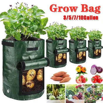 Торбички за отглеждане на картофи, Полиетиленово чанта за отглеждане на зеленчуци, текстилен гърне за отглеждане, градински саксии, Чанта за зеленчуци, градински принадлежности