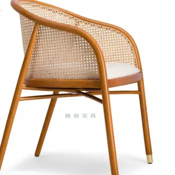 Трапезария стол от масивно дърво в скандинавски стил, Прост, модерен ротанговый стол Лесен луксозен хотелски клубния стол за хранене от пепел Сега