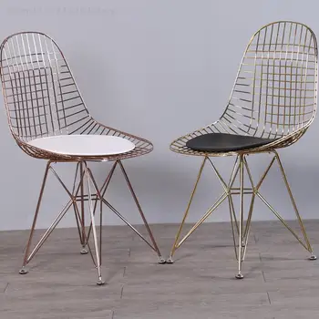 Трапезни Столове от златист Метал Модерен скандинавски минимализъм, Дизайн на заведения за хранене столове за всекидневна, шезлонги, мебели за зала