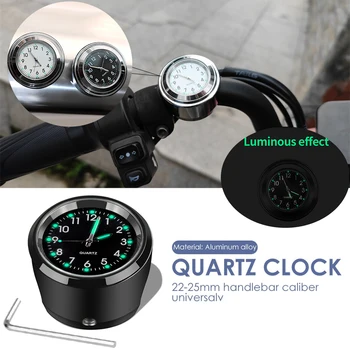 Универсално закрепване на кормилото на мотоциклета, кварцов часовник, алуминиеви светещи часовници, водоустойчиви Хромирани Аксесоари за мото