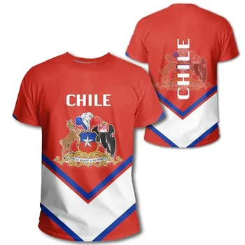 Флаг с националната емблема на Чили, лятна детска тениска с 3D принтом, ежедневни тениска с кръгло деколте, пуловер Оверсайз, модни детски дрехи