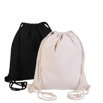 Холщовая чанта на раменете с завязками и джобове за Поръчка, творчески ученическа раница за пазаруване, памук торбичка 34*43 см