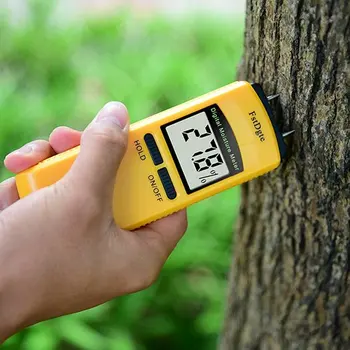 Цифрово измерване на влажността на дървесината Преносим измерване на влажност на дървесина, с голям LCD дисплей, 4 електрод за контакт, Обхват на измерване от 10% - 40%
