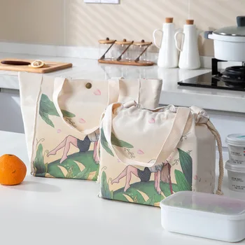 Чанта за обяд с принтом в стил харадзюку, тъканно Изолация, водоустойчив преносима чанта за обяд, чанта-хладилник за пикник
