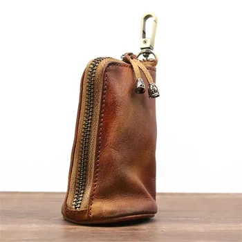 Чанта от телешка кожа в стил ретро с горния слой, чантата е с голям капацитет на кръста, окачен на чантата