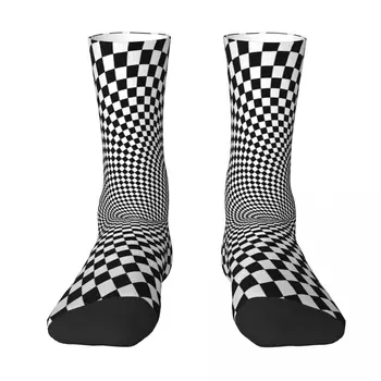 Черни 3D джет иллюзионные забавни чорапи-мъжки, дамски есенни чорапи в стил хип-хоп