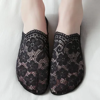 Чорапи-лодка дамски памучни с фин корейски дантела, невидим силикон, не отваливающийся калъф за чорапи на бели кръвни клетки, лятна тънък модел