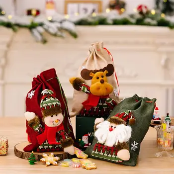 Чудесен cartoony дизайн, атрактивен подарък, чанта от съвсем малък, украса за Коледното парти, Коледна торбичка за бонбони, коледна украса