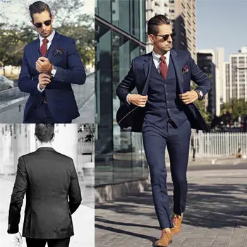 (Яке + Панталон + Вратовръзка + Носни кърпички + Ветеринарен лекар) Ежедневни Бизнес Офис костюми Custome Homme Модни смокинги Terno Slim Fit blazer Костюми