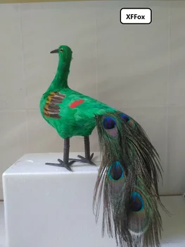 новият модел на павлина от пяна и пера, подарък под формата на зелена павлиньей птици с размери около 30x45 см d0051