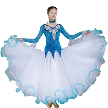 рокли за състезания по танци балната зала 5 цвята, ново висококачествено рокля за танци по танго валс, стандартно рокля, модерни танцови костюми