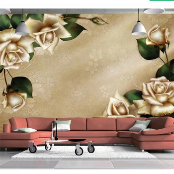тапети wellyu papier peint за стените, 3d Тапети по поръчка Златна Роза Европейския телевизор стенописи фотообои