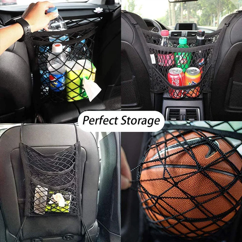 Окото чанта за съхранение на автомобила, разделител между седалките, Бариера за домашни Любимци, Еластична мрежа чанта-органайзер, автоаксесоари