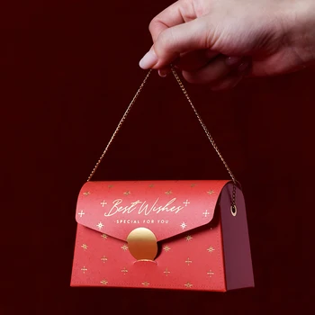 20 бр/лот, чанта за метална верига, сватбена кутия шоколадови бонбони, празнична подарък карта, писмо с горещо, отпечатан на хартиен стил, малка опаковъчна кутия