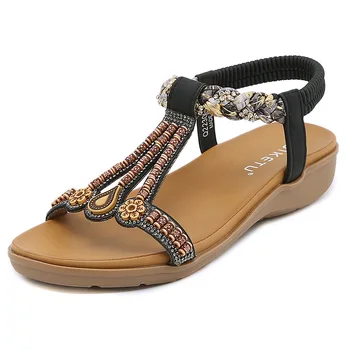 2023 Летни нови римски сандали за жени в ретро стил, леки, удобни ежедневни плажни сандали с дебела платформа в бохемски стил с отворени пръсти