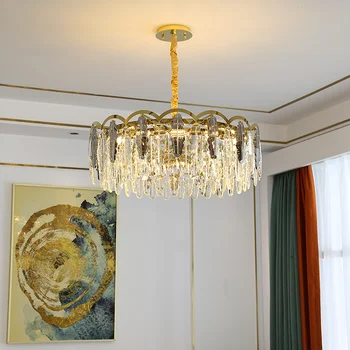 Висящи лампи в стил постмодерното, луксозни кристални лампа висок клас, овална трапезария лампа за дневна, вила, креативна полилей за спални, Мода
