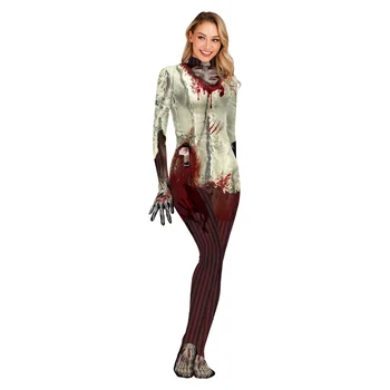 Жена гащеризон Zawaland Зентай, костюм за cosplay на Хелоуин костюм на вампир, боди, карнавальная дрехи, гащеризон зомбита