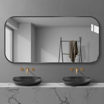 Луксозно Огледало в Банята, Модерна Правоъгълна Златното Огледало за Грим, Украса за Бръснене, Аксесоари за Дома Espejo Grande