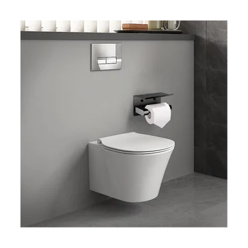 Стенен държач за тоалетна хартия в банята с държач за телефон, държач за кърпички за съхранение с организатора на рафта